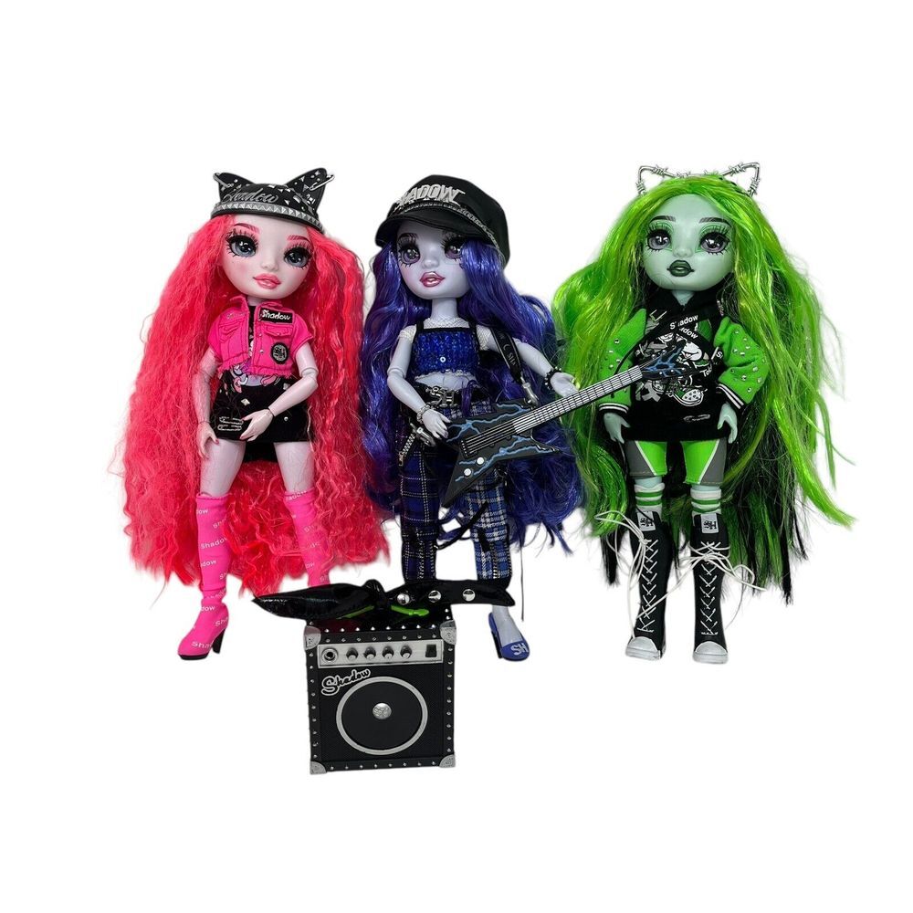 Rainbow High Neon Shadow Band Dolls Lot w Accessories Harley, Uma & Mara Group